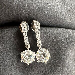 Elegant Sterling Silver 2.0 carat Moissanite Drop Earrings